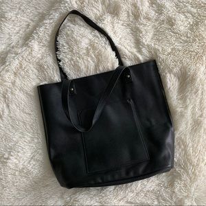 Faux leather black tote bag